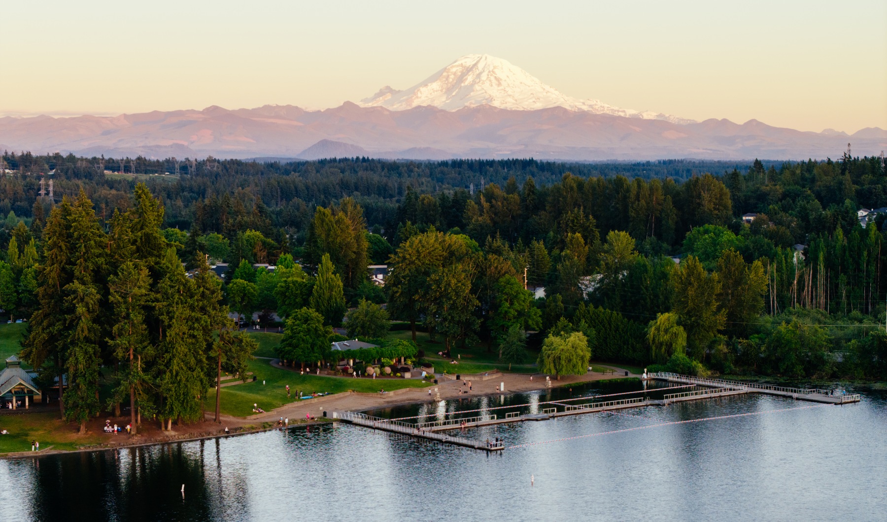 Lake Meridian with Mount Rainier in the background